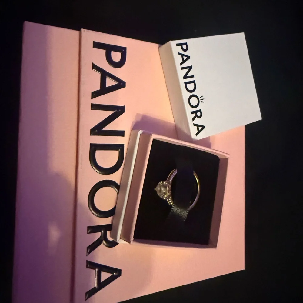 Pandora Silver Heart Solitaire Ring with Raised Band